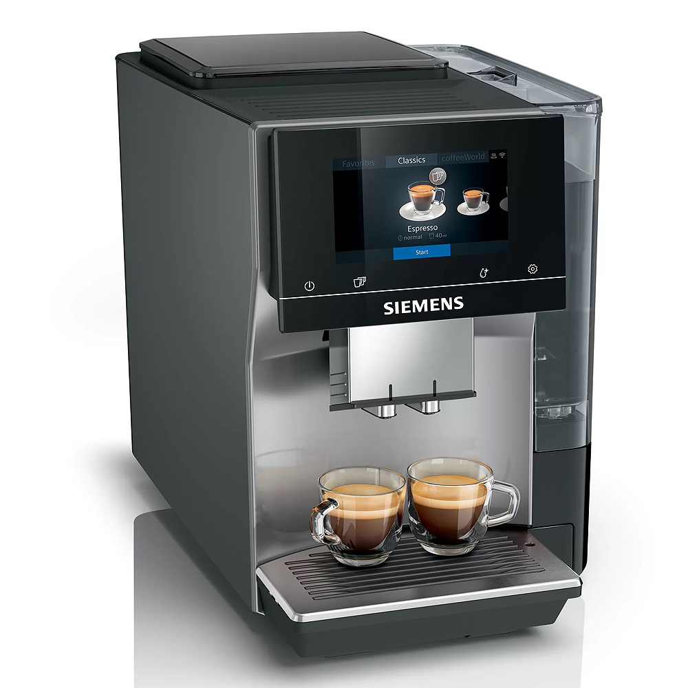 Siemens EQ.700 classic silber-schwarz (TP705D01) inkl. MAROMAS Kaffeebohnen Probierpack, Wertgarantie 5 Jahre Komfort - 1300